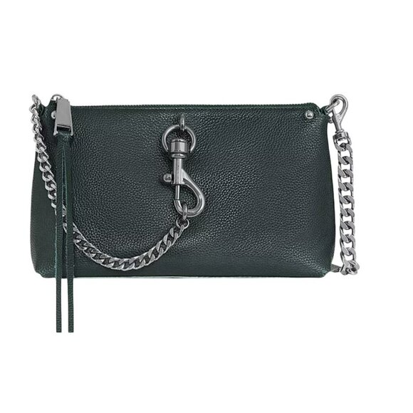 Rebecca Minkoff Megan Leather Crossbody Chain Green Bag NWT - Picture 1 of 9